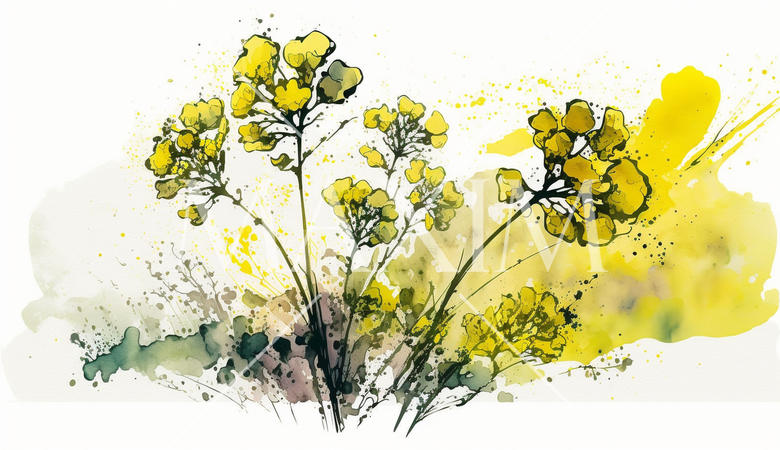 菜の花（油菜）の水彩画