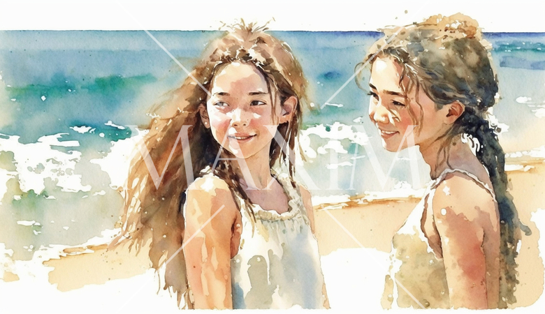 南国の島でリゾート気分の若い女友達たち