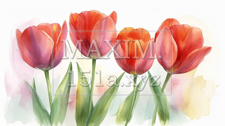 チューリップの花の水彩画（イラストID:495173-20249）