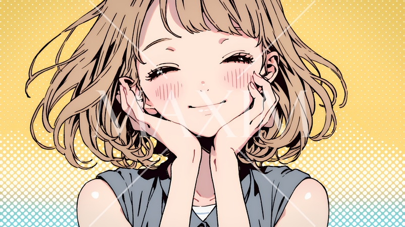 「うふふ」と微笑んでいる若い女性