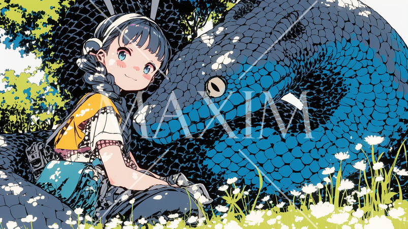 大蛇：若い女性とお友達