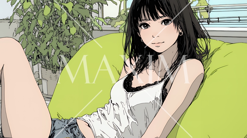 キャミソール姿の若い女性  /  Young Woman in a Camisole Top