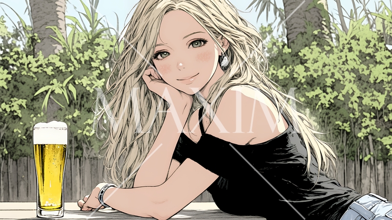 ビールを飲んでいる女性