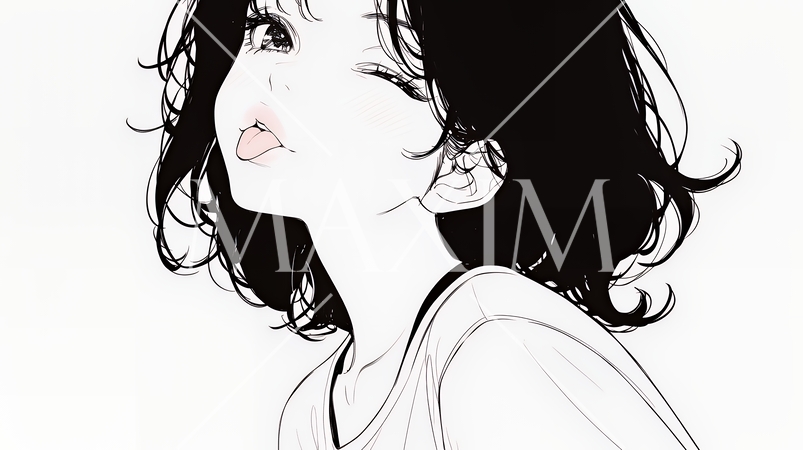 舌を出して陽気におどけている若い女性（シンプルな色使い）