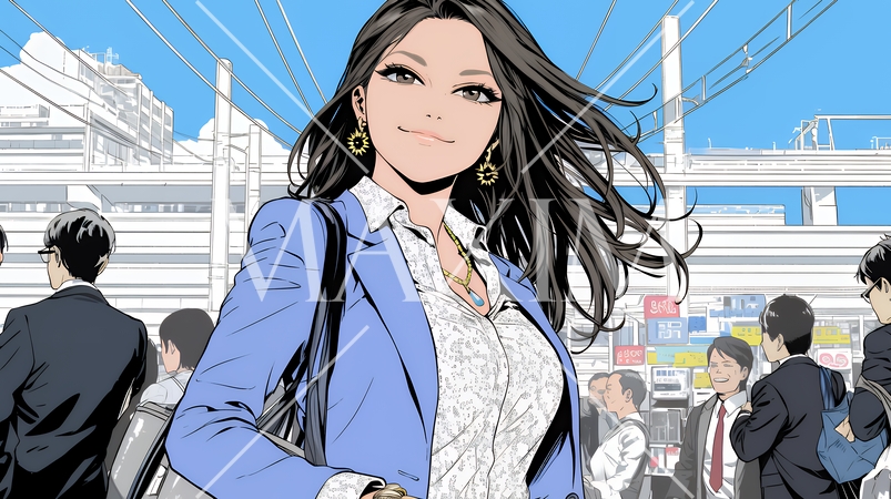 ビジネスフェアに参加しているビジネスウーマン