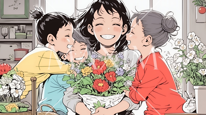 幸せ家族の母の日