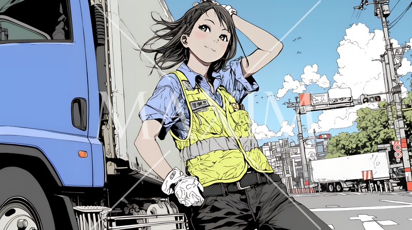 若い女性トレーラードライバー