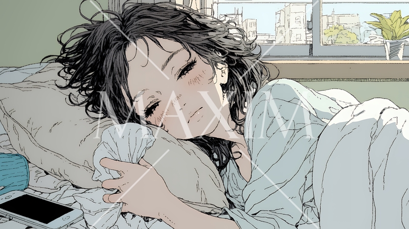 風邪でぐったりと寝込む、一人暮らしの女性