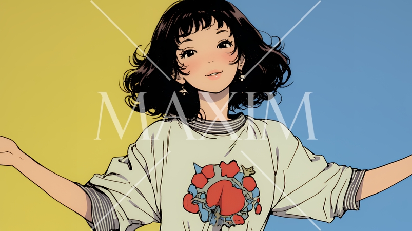 両手を広げて歓迎・驚きの仕草をしている若い女性