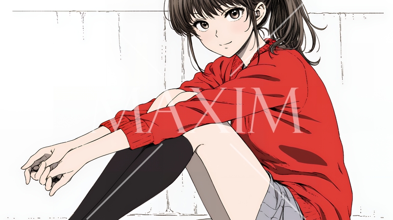 クリスマスファッションの若い女性