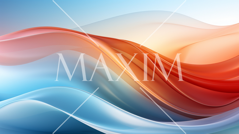 波と空をイメージした幻想的な背景画、カラフルなグラデーション表現：精緻CG