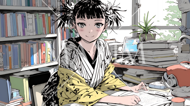 確定申告用書類をまとめている若い女性