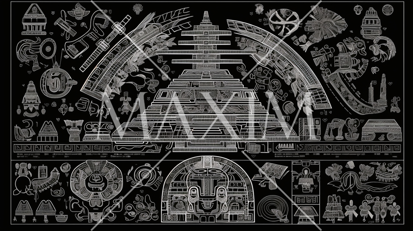 古代の壁画の背景：災害の様子を表したとされる（フェイク）