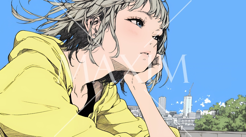 ため息をつく若い女性