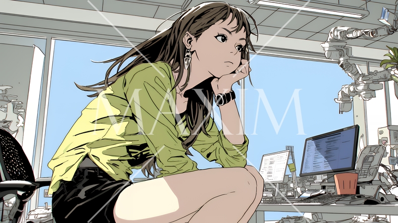 仕事のミスを注意されふてくされている若い女性