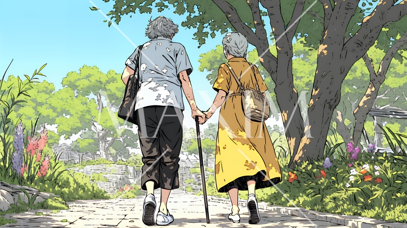 歳をとった二人の女性が連れ立って小旅行