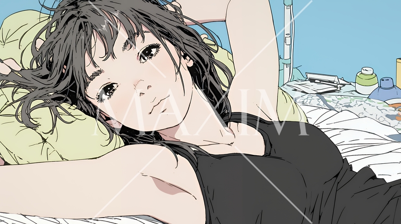 ため息をつく若い女性