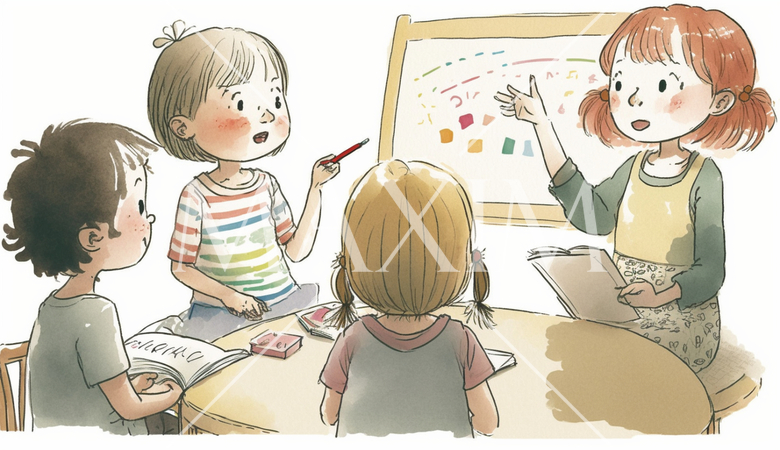 小グループ勉強会中の子供達