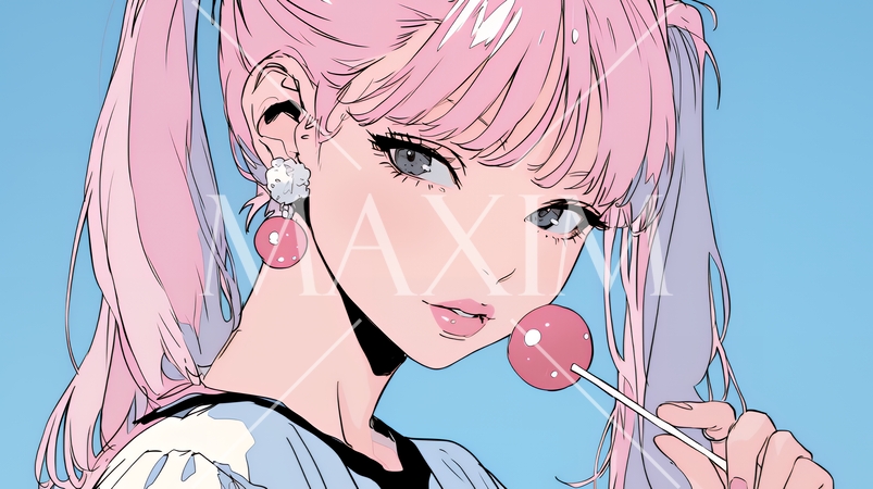 ロリポップをしゃぶっている少女