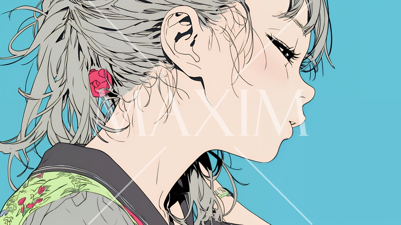 キスの仕草（おねだり）をしている若い女性