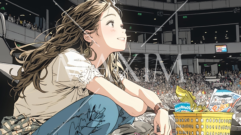 映画や演劇を鑑賞している若い女性