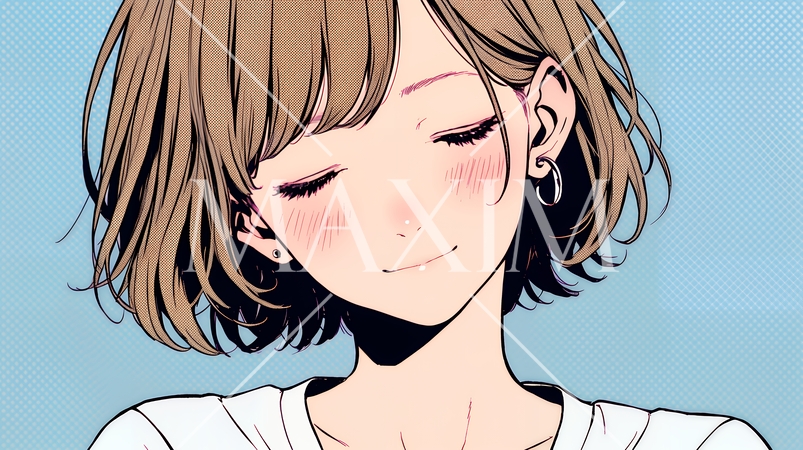 「うふふ」と微笑んでいる若い女性