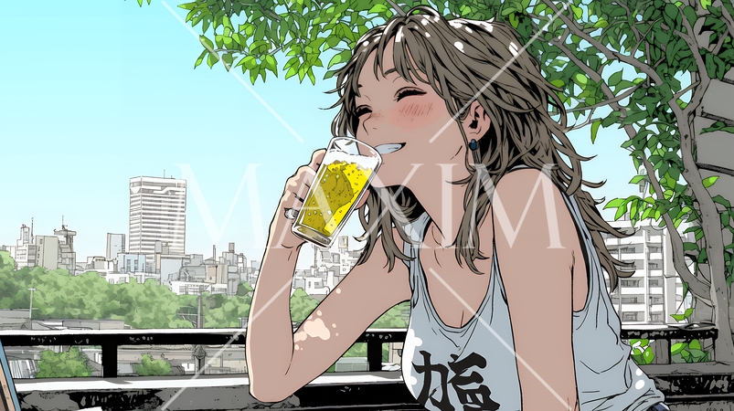 ビールを飲んでいる女性