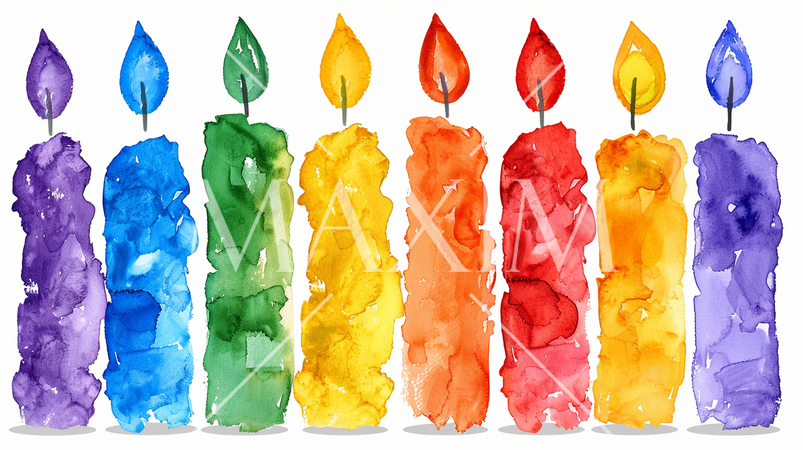 LGBT：様々な色のローソクの水彩画で表現