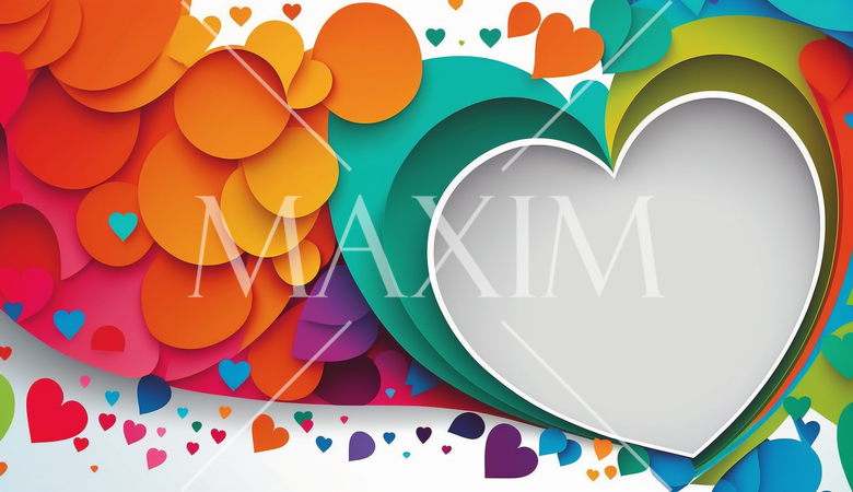 ハートがいっぱいのコピースペースのあるカラフルな背景