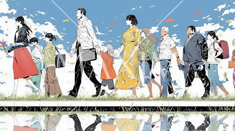 ワーク・ライフ・バランス：ビジネスパーソンが仕事と家庭のバランスをとっている