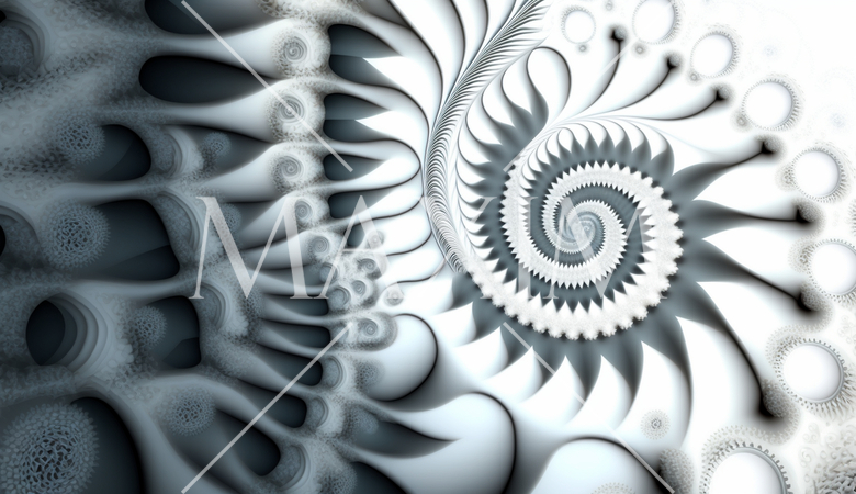白バックのフラクタル様背景素材精緻CG画