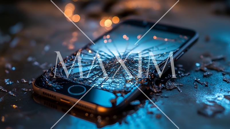 画面に危機的なヒビの入ったスマートフォン