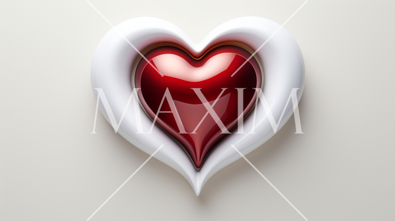 ハートの形の立体（3D）オブジェクトの白背景イラスト