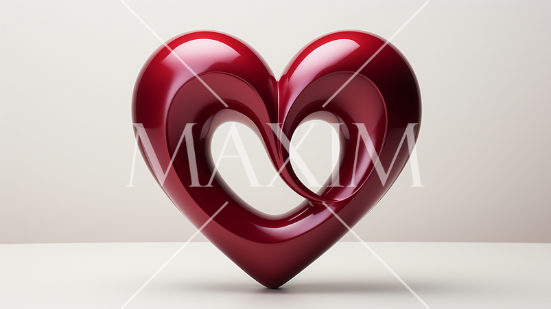 ハートの形の立体（3D）オブジェクトの白背景イラスト