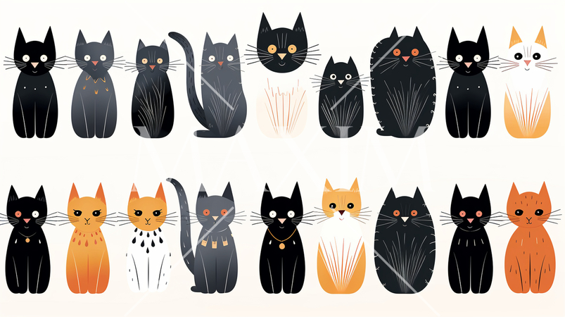 色々な猫のイラストのプリファレンスシート