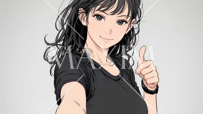 親指を立てて賛成の意思表示をしている若い女性