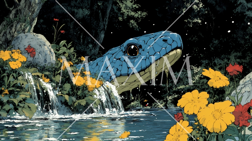 年賀状用のポップなヘビのイラスト