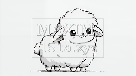 かわいい羊の白黒線画イラスト｜年賀状・干支の未年に使えるシンプルな動物素材（イラストID:5118820-20567）