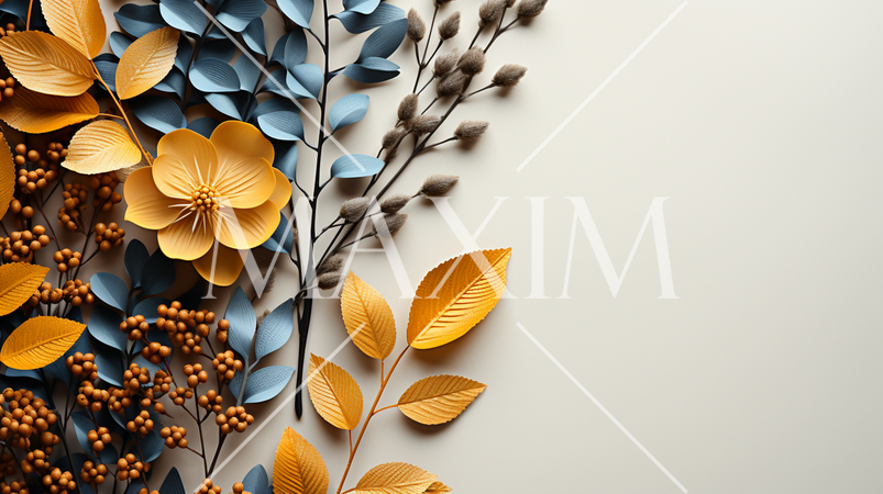 枯れ葉のある美しい秋の自然の白い背景：テキストコピースペースあり