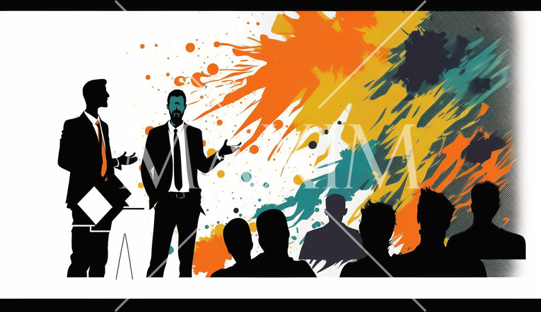 プレゼンテーション：プレゼンテーションを行うビジネスプロフェッショナル。