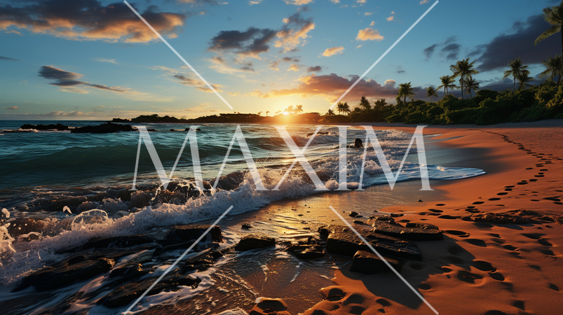 南国の海岸と青い海と青い空