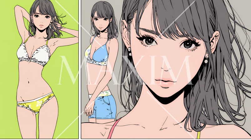 ビーチリゾートを旅行中のビキニ姿の若い女性