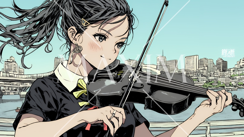 バイオリンを弾いている女性