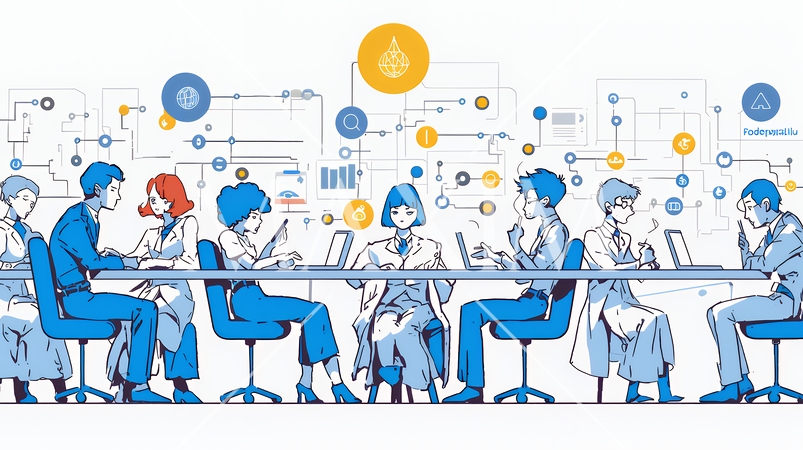 人材育成と社員研修のビジネスコンセプト｜学び成長するビジネスパーソンのイラスト素材