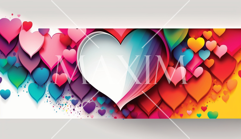 ハートがいっぱいのコピースペースのあるカラフルな背景