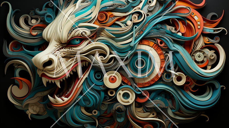 龍のキュービズム的な表現