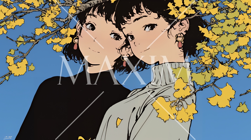 紅葉と双子の女子