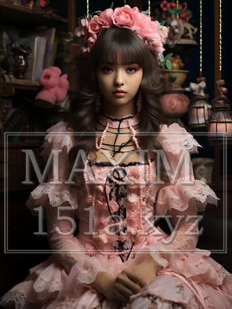 ゴシックロリータファッションの女性｜幻想的で美しいダークロマンティック・イラストポートレート（イラストID:5143125-18047）