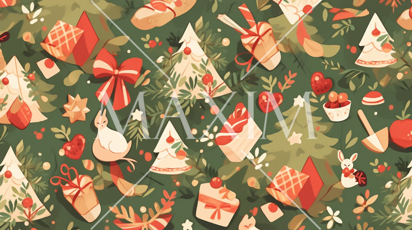 クリスマス関連の連続絵柄の背景図案