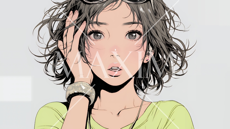 驚愕して息を呑み、目を見開いたまま口をぽかんとする若い女性